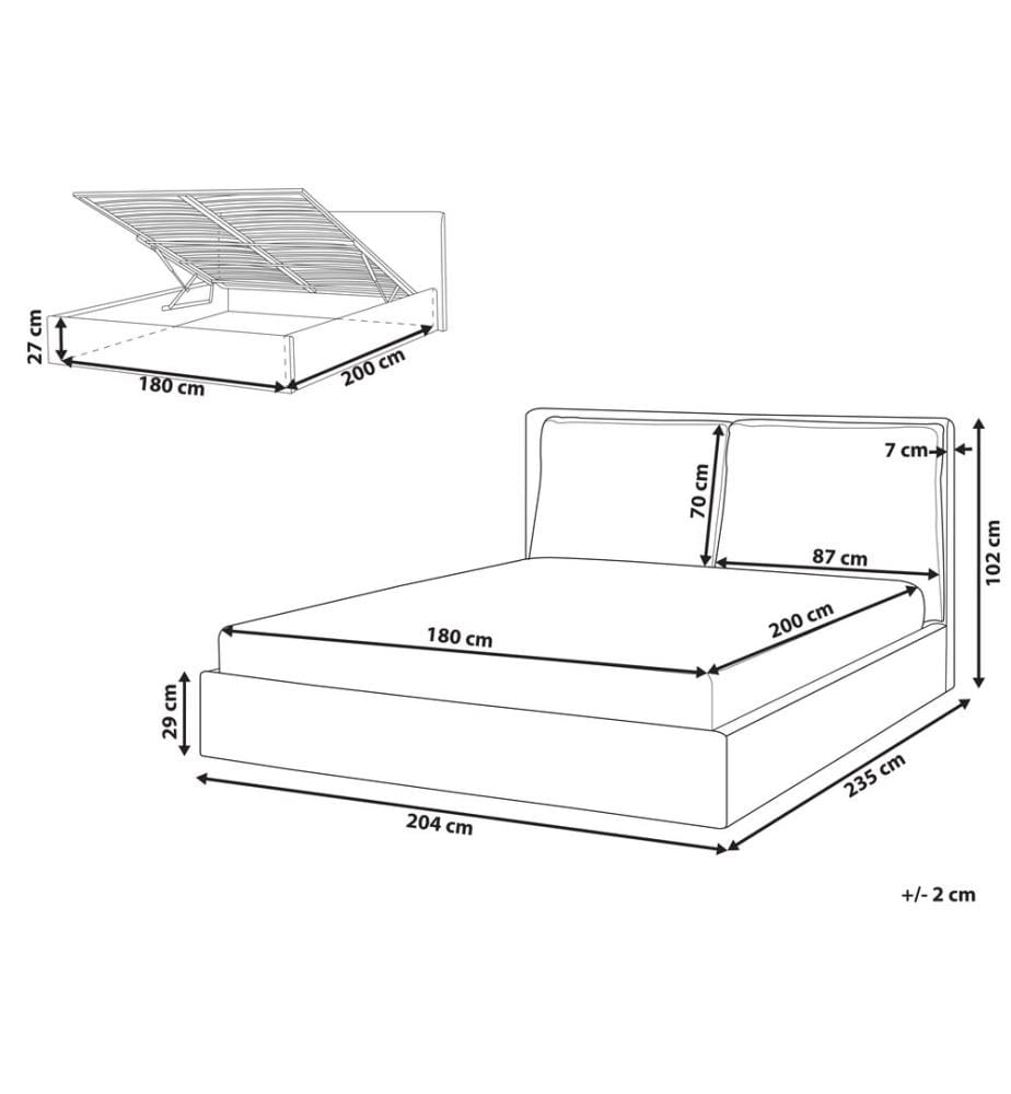Ottoman Bed Fabric BAJONNA 180 x 200 cm (EU Super King) Beige