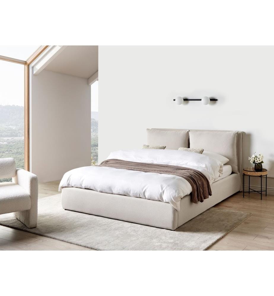 Lit ottoman Tissu BAJONNA 160 x 200 cm Beige
