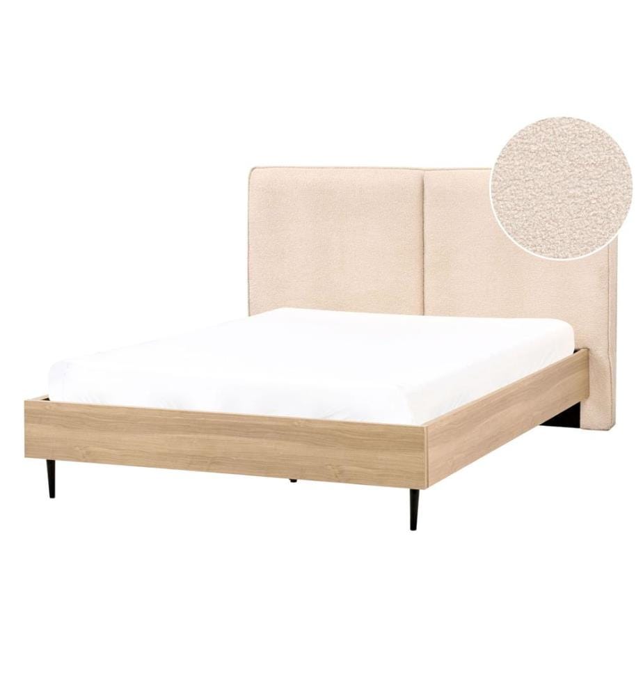 Lit avec sommier Bouclé IZERNORE 140 x 200 cm Beige