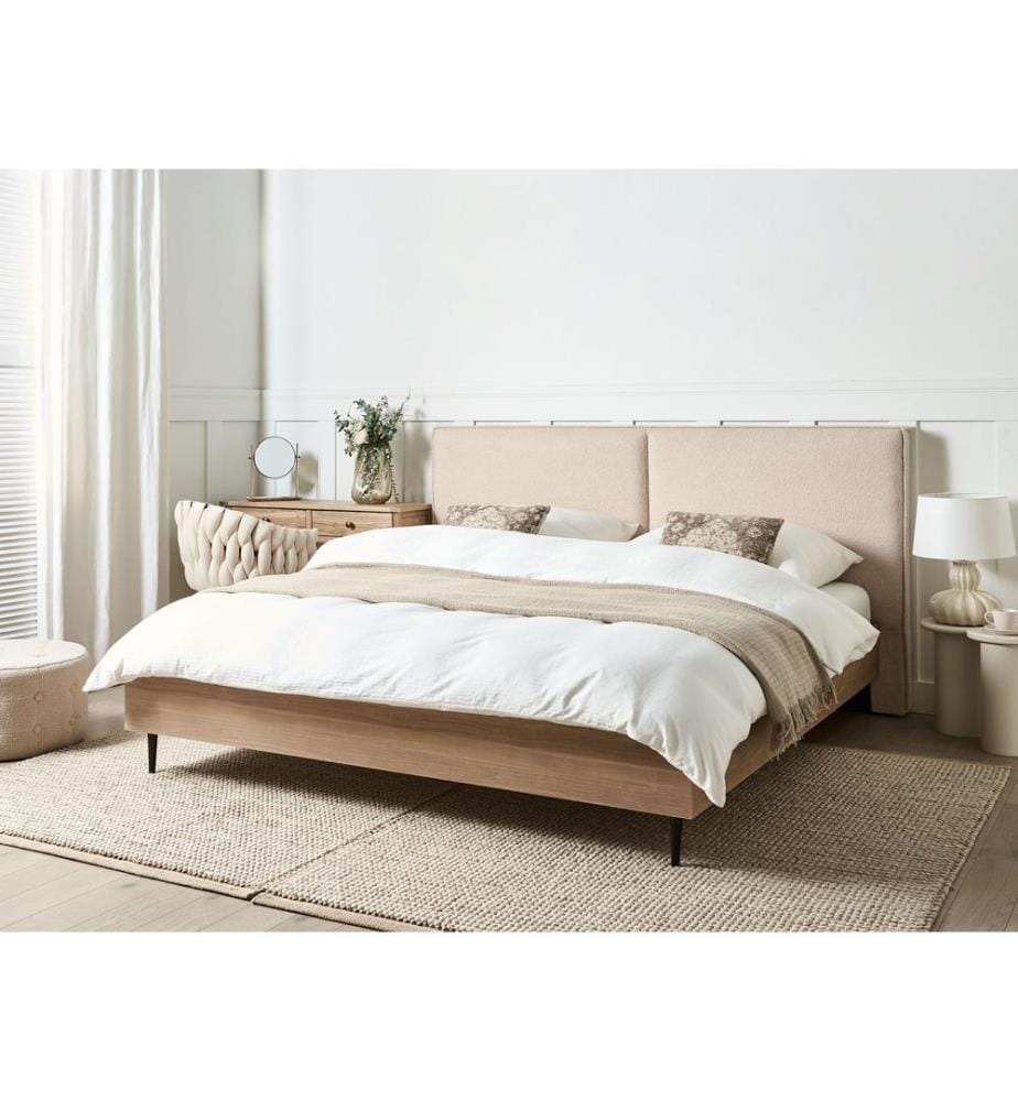 Lit avec sommier Bouclé IZERNORE 180 x 200 cm Beige