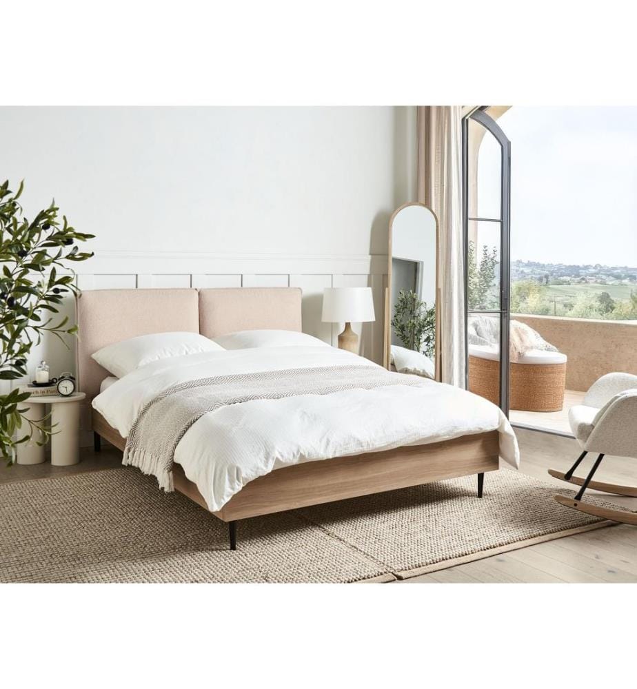 Bed Boucle LIMANTON 140 x 200 cm (EU Double) Beige