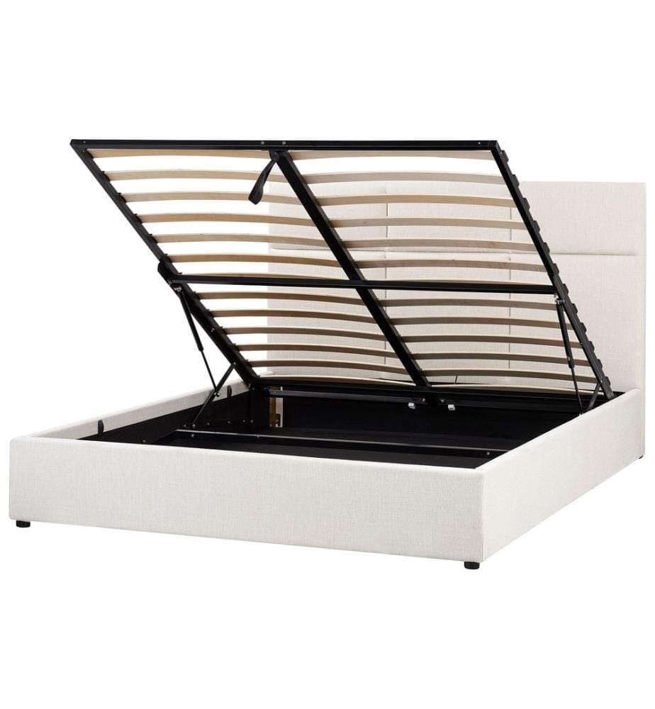 Lit ottoman Tissu LAGORD 160 x 200 cm Blanc cassé