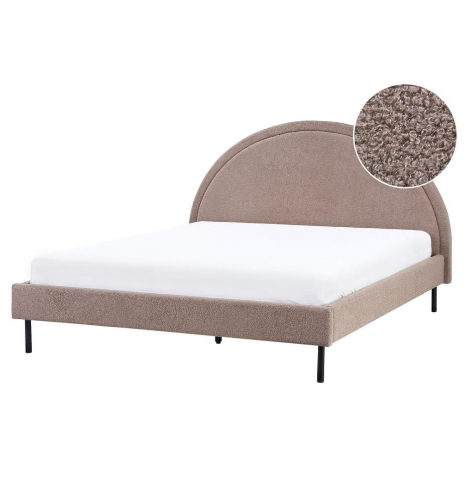 Lit avec sommier Bouclé MARGUT 160 x 200 cm Taupe