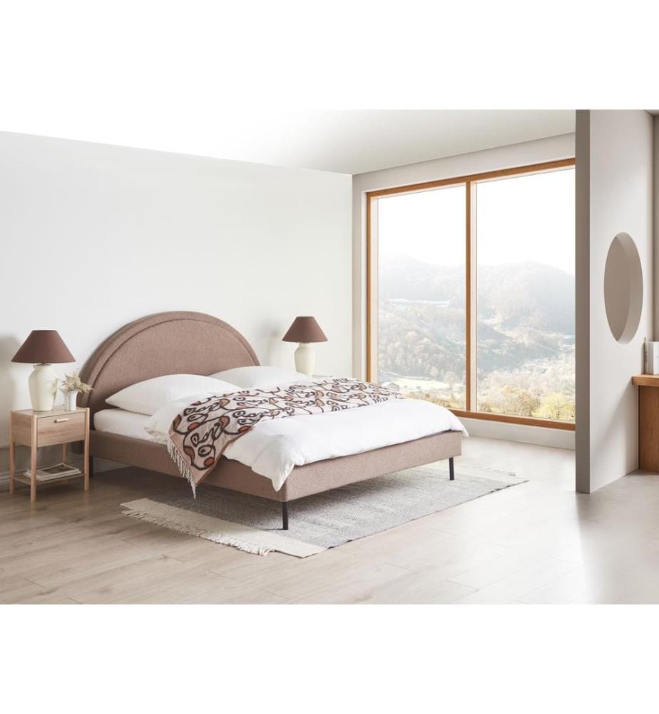 Lit avec sommier Bouclé MARGUT 160 x 200 cm Taupe