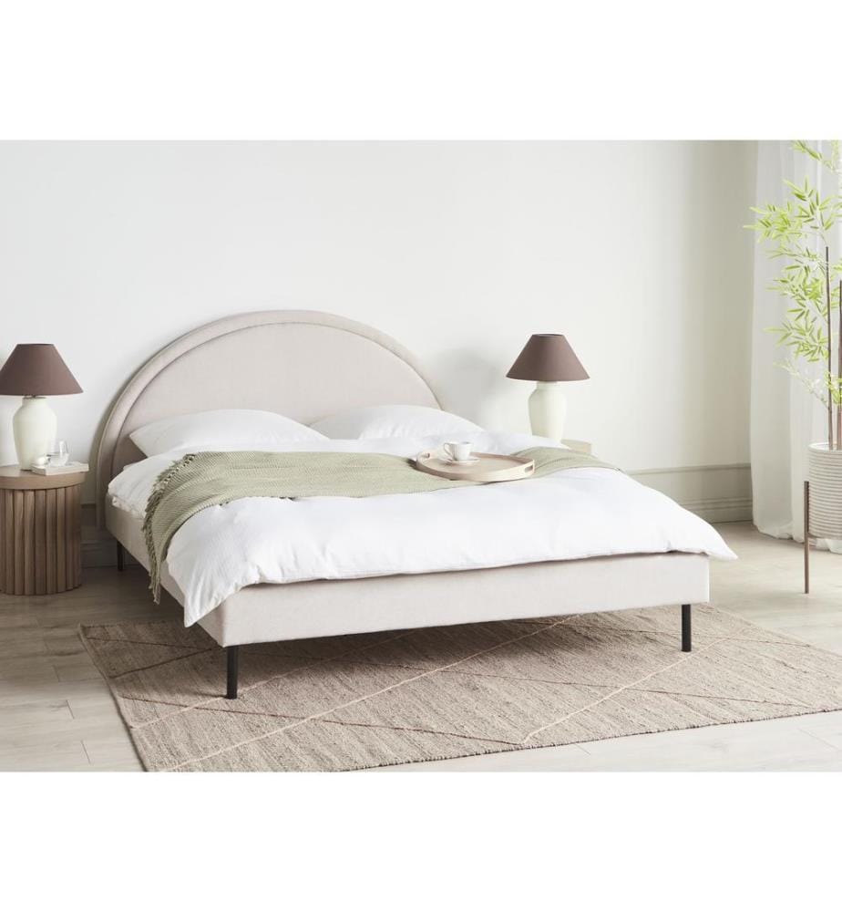 Lit avec sommier Tissu MARGUT 160 x 200 cm Beige clair