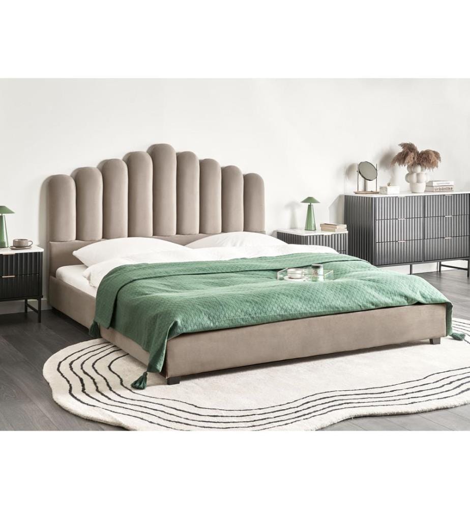 Lit avec sommier Velours VINCENNES 180 x 200 cm Taupe