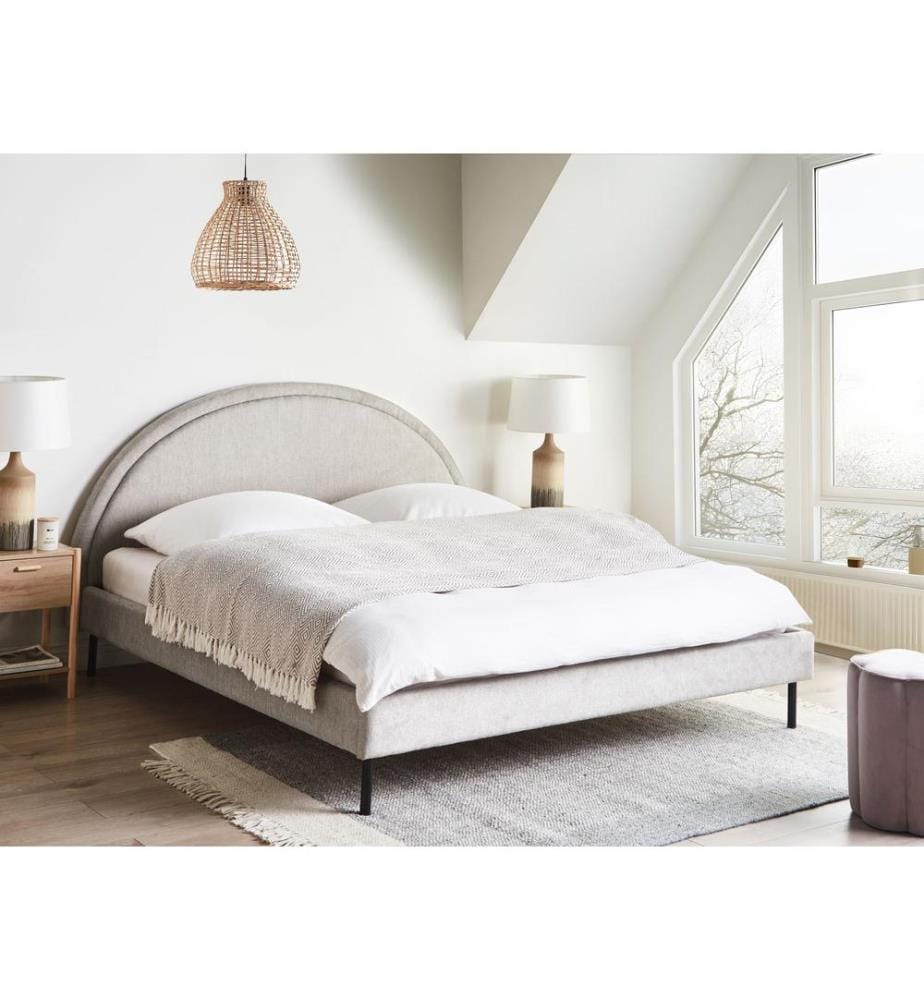 Lit avec sommier Tissu MARGUT 180 x 200 cm Gris clair