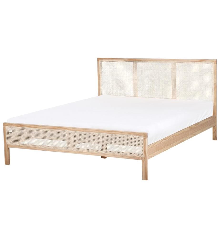 Lit avec sommier Bois de pin SALERNAS 160 x 200 cm Marron clair