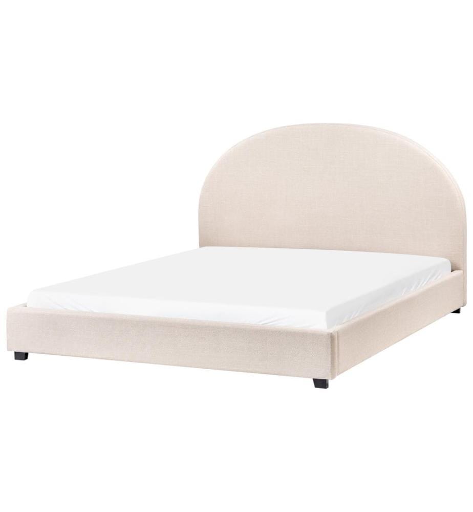 Lit avec sommier Tissu VAUCLUSE 160 x 200 cm Beige clair