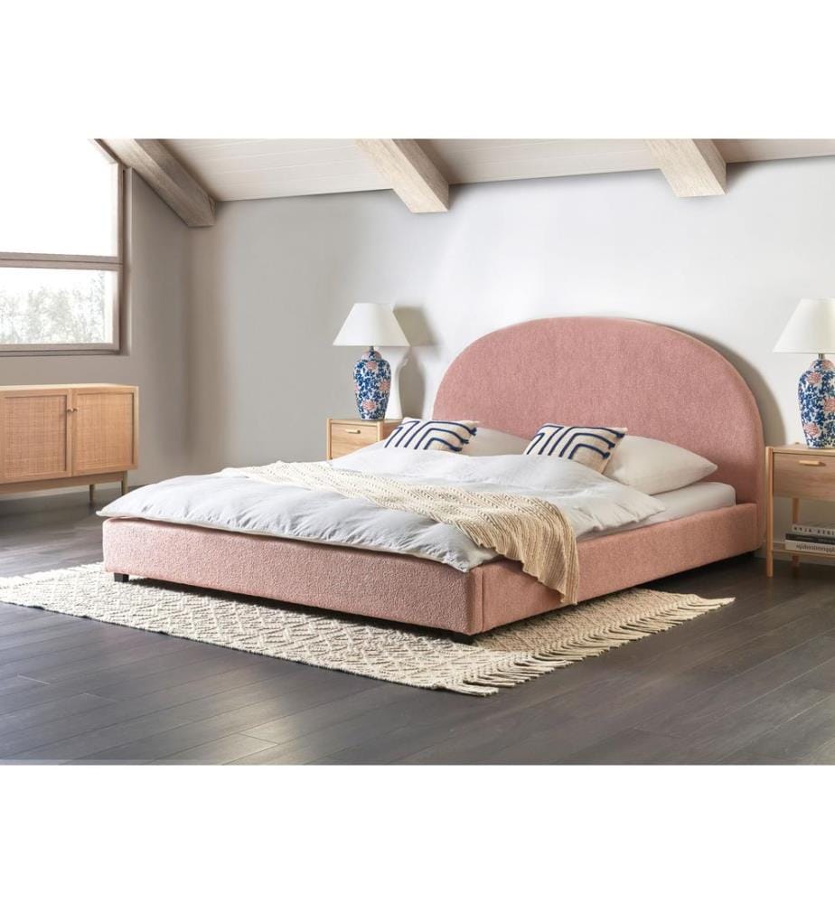 Lit avec sommier Tissu VAUCLUSE 180 x 200 cm Rose pastel