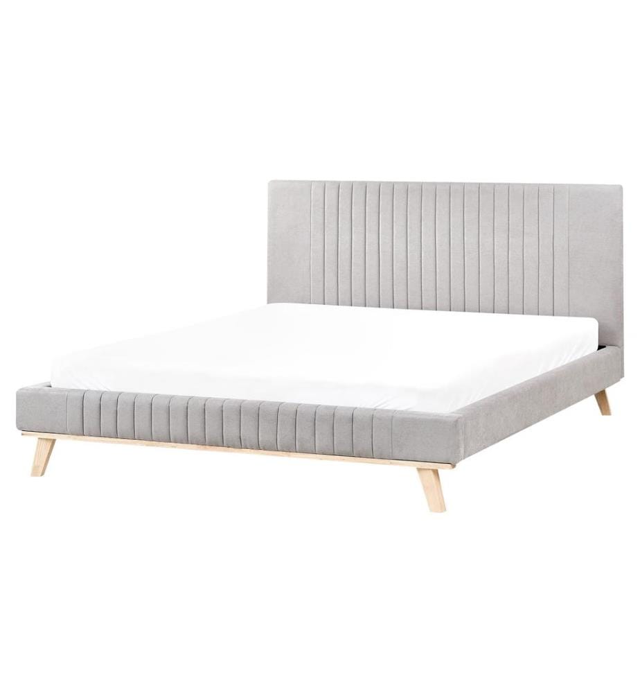 Bed Chenille TALENCE 160 x 200 cm (EU King Size) Light Grey