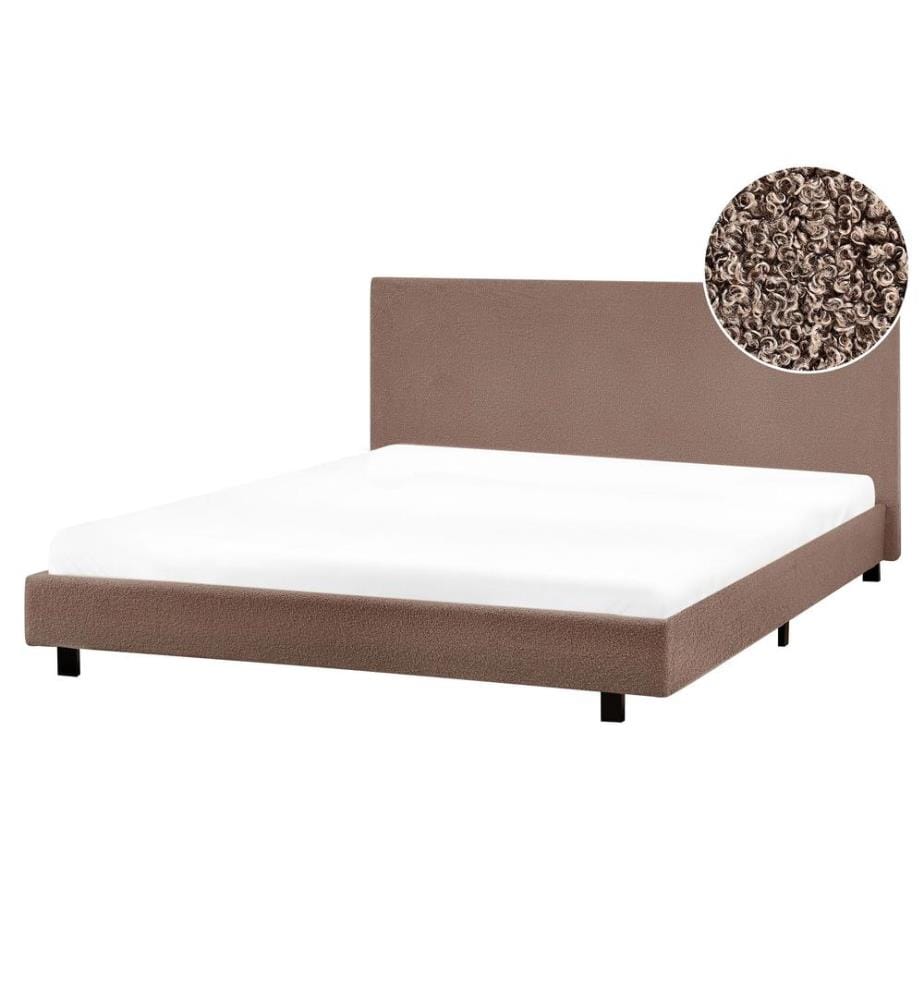 Lit avec sommier Bouclé ALBI 160 x 200 cm Marron
