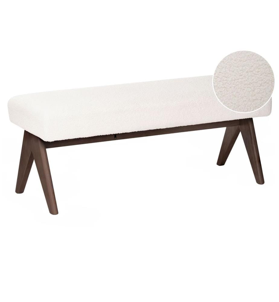 Upholstered Bench TAMRE Boucle Off-White/ Dark Brown