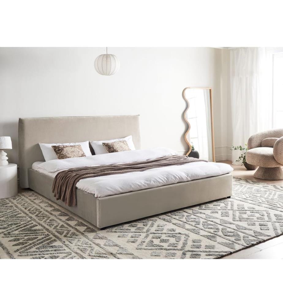 Lit avec sommier Velours LAVAUR 180 x 200 cm Taupe