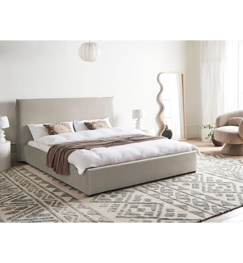 Lit avec sommier Velours LAVAUR 160 x 200 cm Taupe