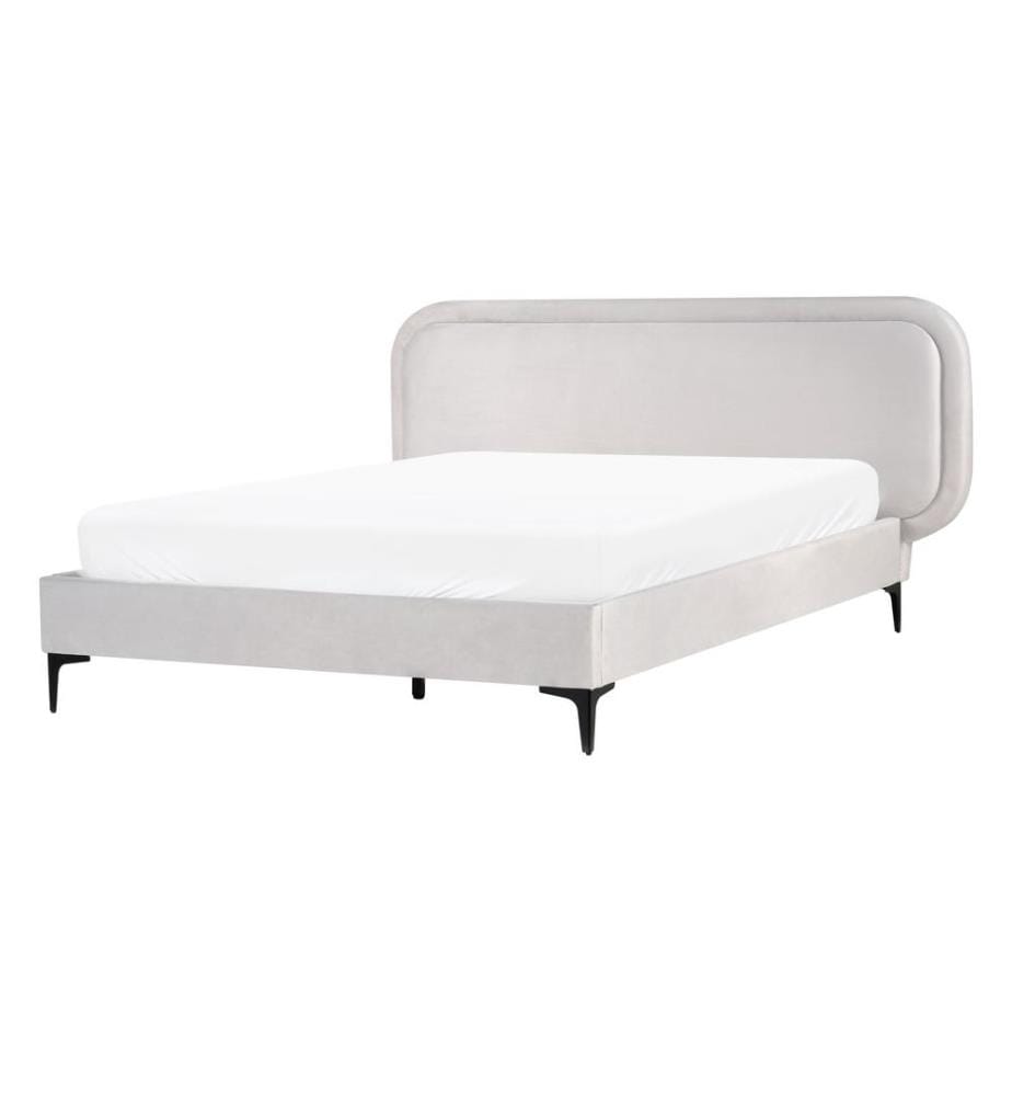 Lit avec sommier Velours SUZETTE 140 x 200 cm Gris clair