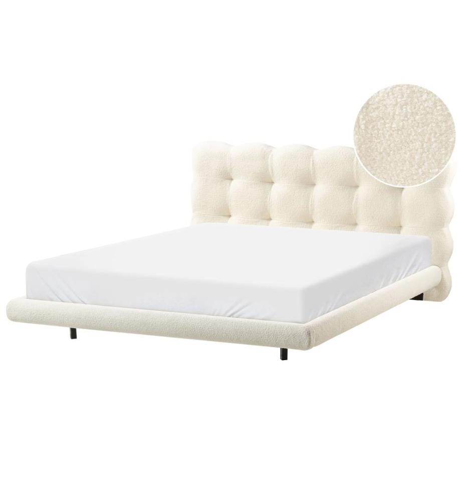 Lit avec sommier Bouclé SOULISSE 160 x 200 cm Blanc cassé