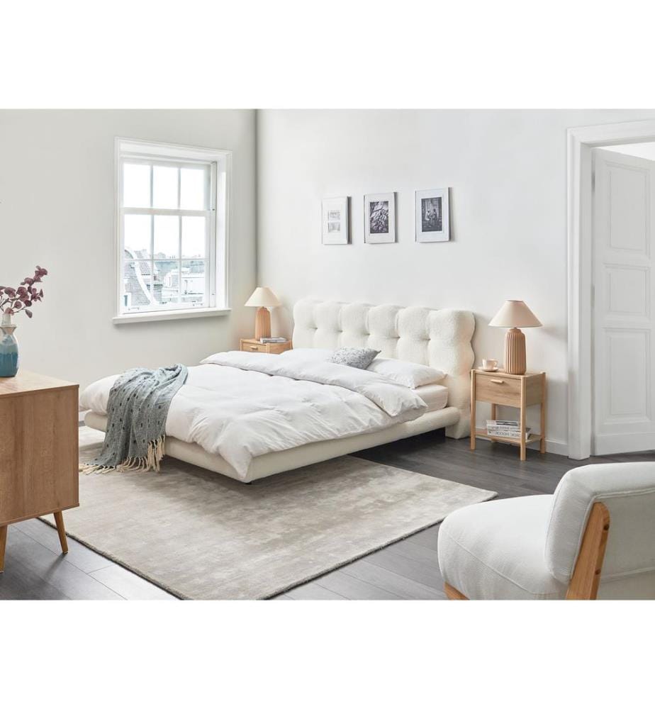 Lit avec sommier Bouclé SOULISSE 160 x 200 cm Blanc cassé