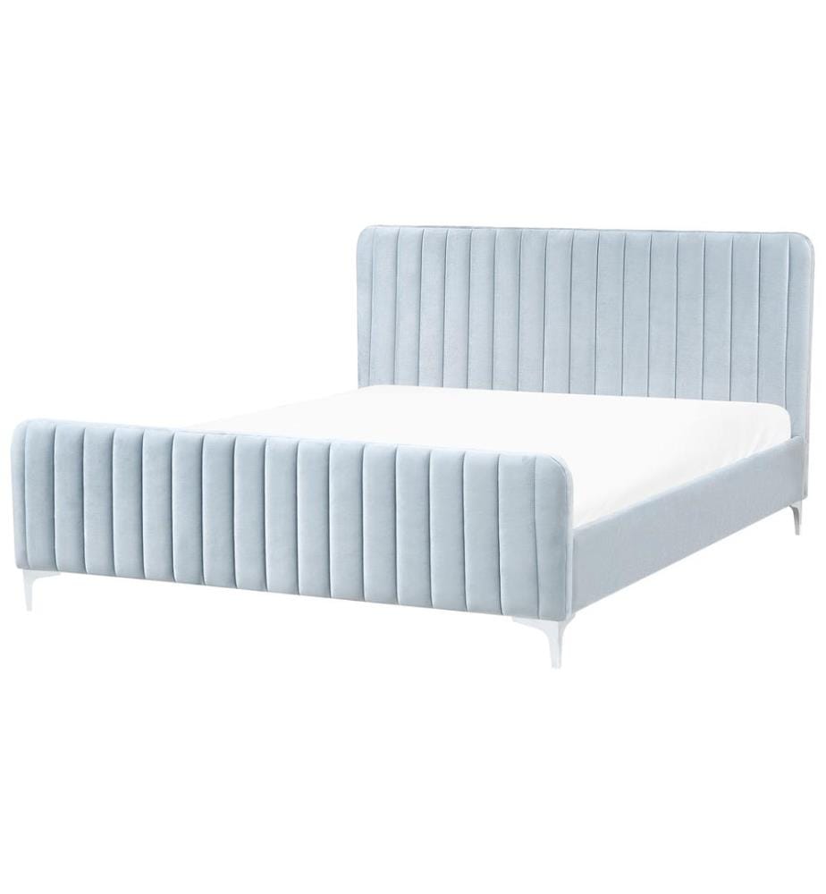 Lit avec sommier Velours LUNAN 180 x 200 cm Bleu clair
