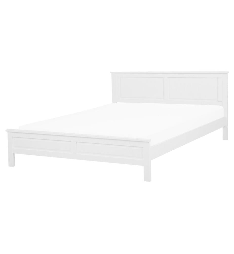 Lit avec sommier Bois de pin OLIVET 160 x 200 cm Blanc