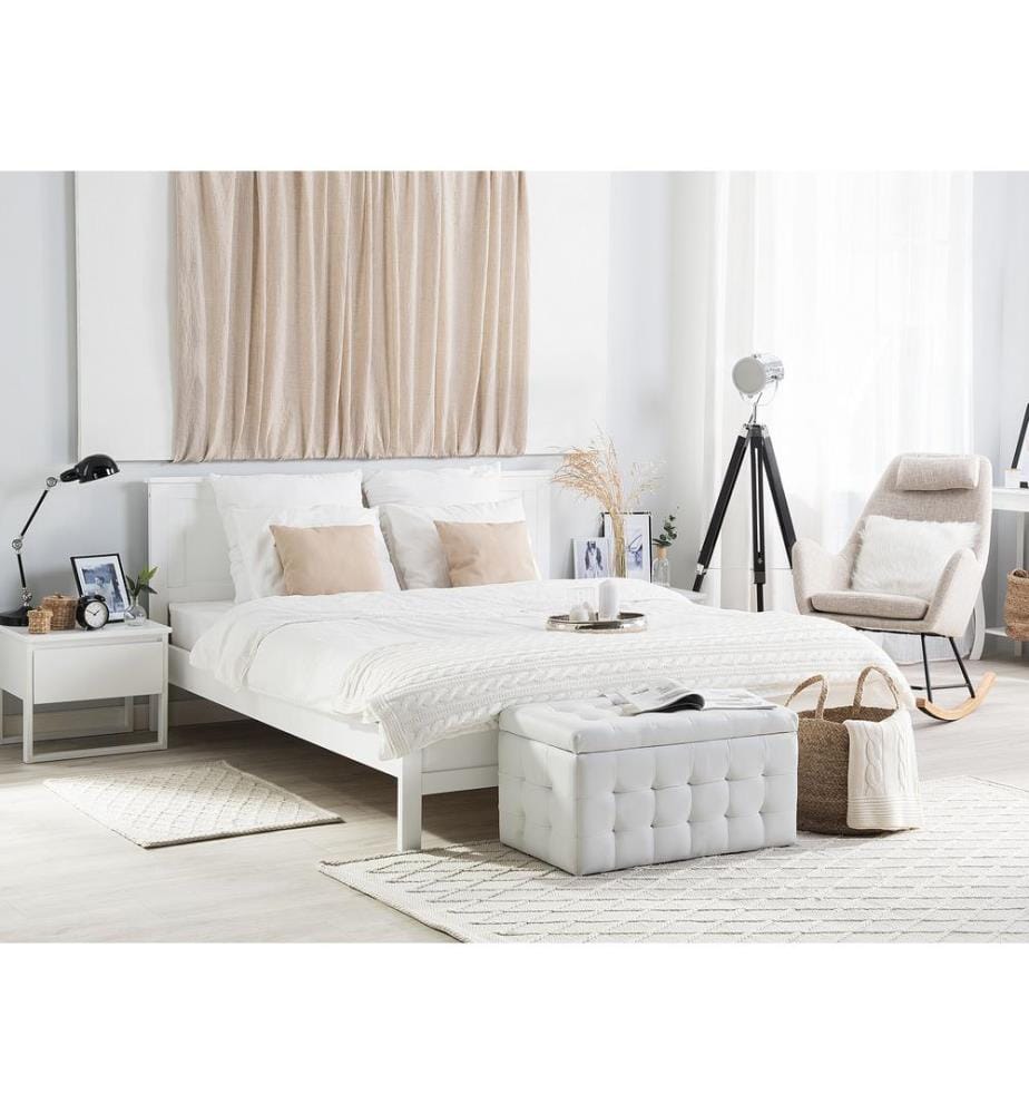 Lit avec sommier Bois de pin OLIVET 160 x 200 cm Blanc