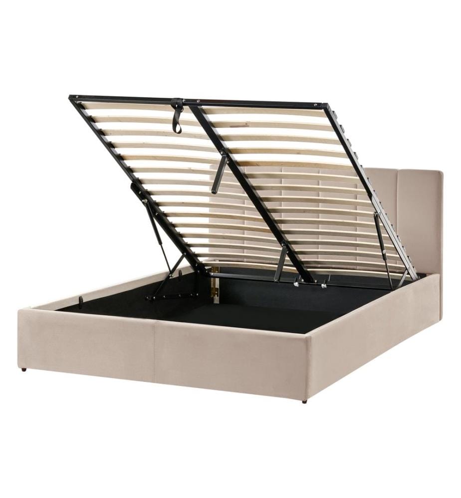 Lit ottoman Velours DREUX 140 x 200 cm Taupe