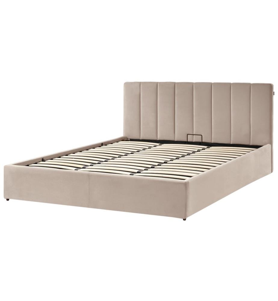 Lit ottoman Velours DREUX 180 x 200 cm Taupe