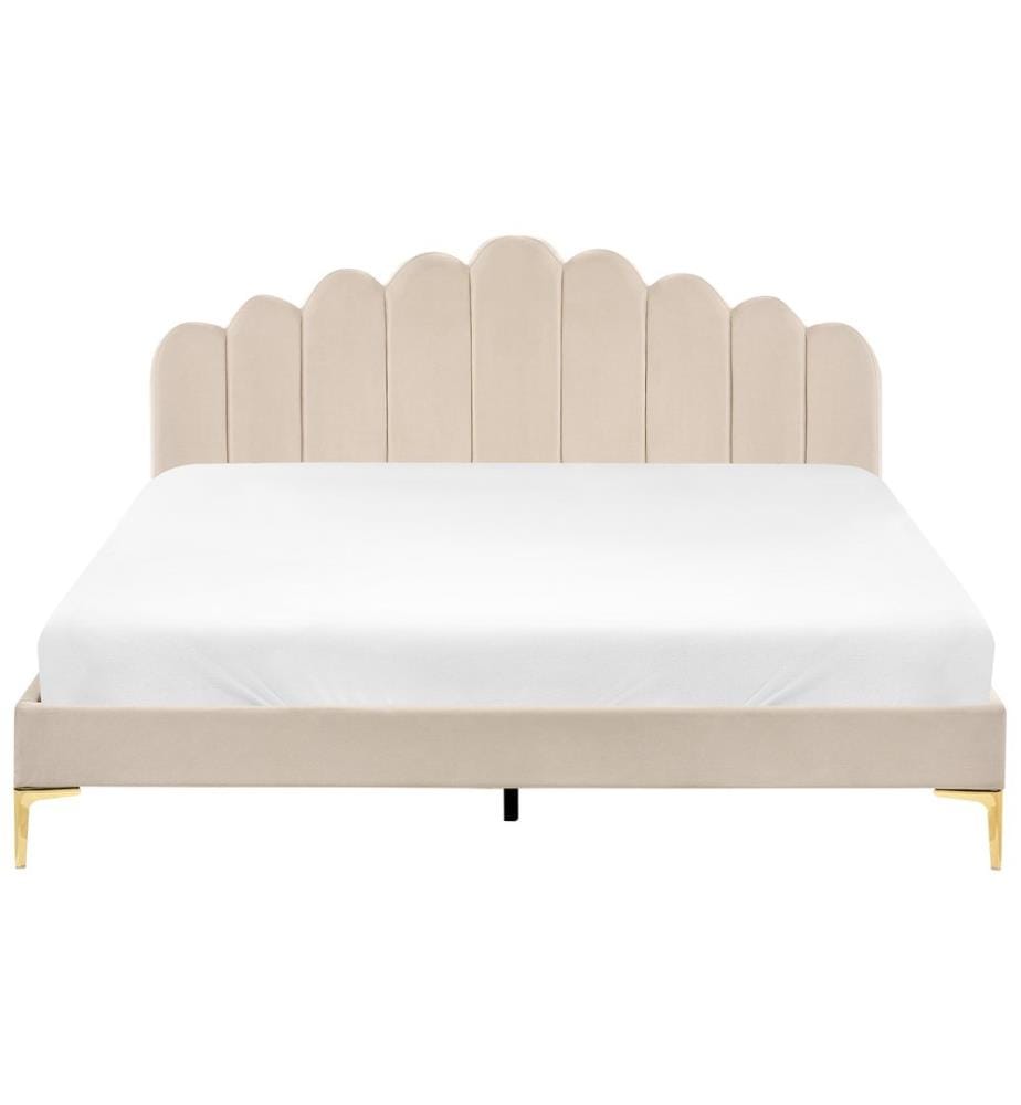 Lit avec sommier Velours SAUVIAN 180 x 200 cm Beige