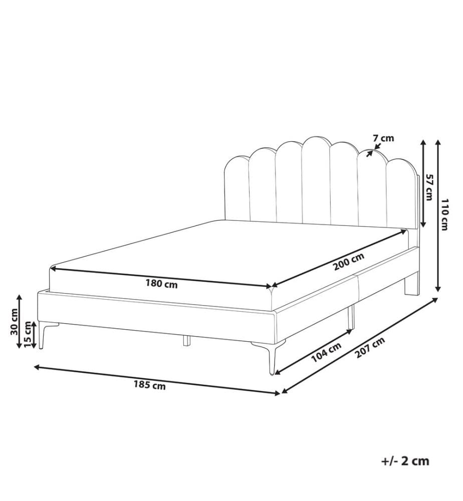 Letto Velluto SAUVIAN 180 x 200 cm Tortora