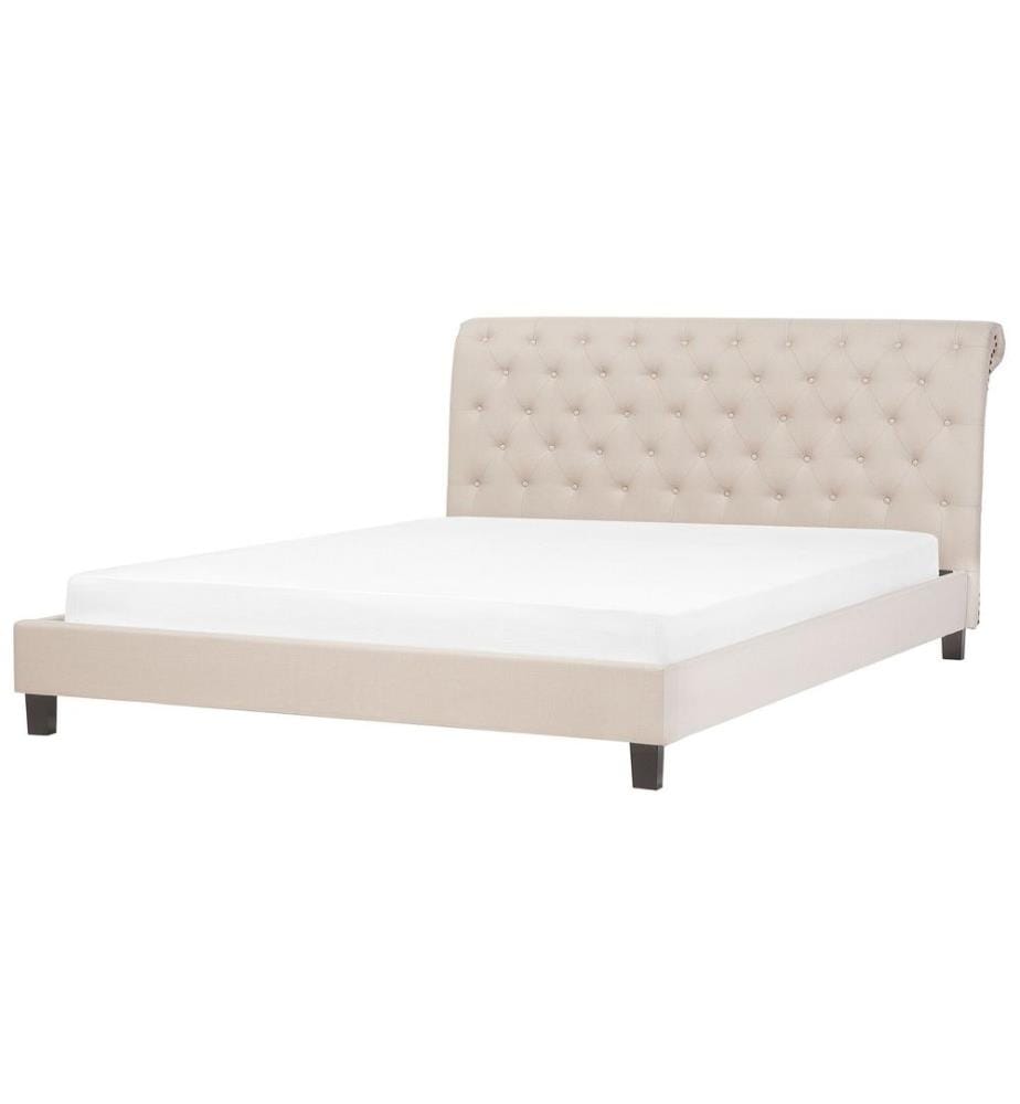 Lit avec sommier Tissu REIMS 180 x 200 cm Beige