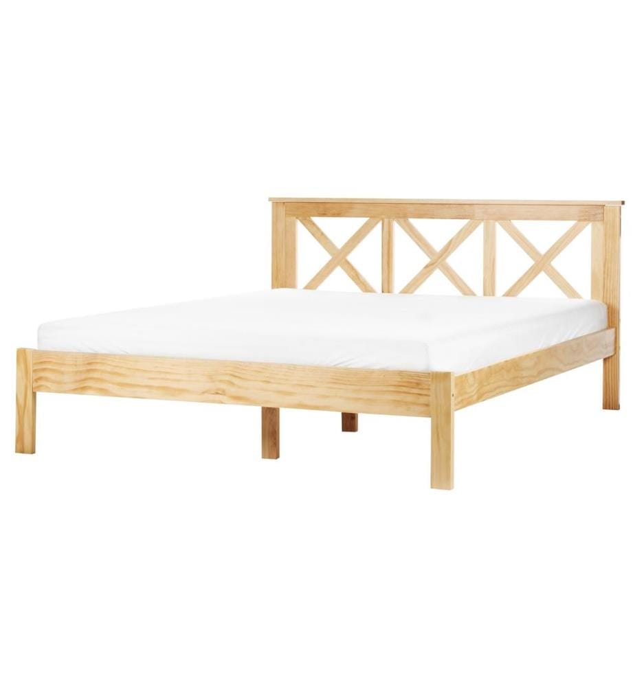 Lit avec sommier Bois de pin TANNAY 160 x 200 cm Marron clair