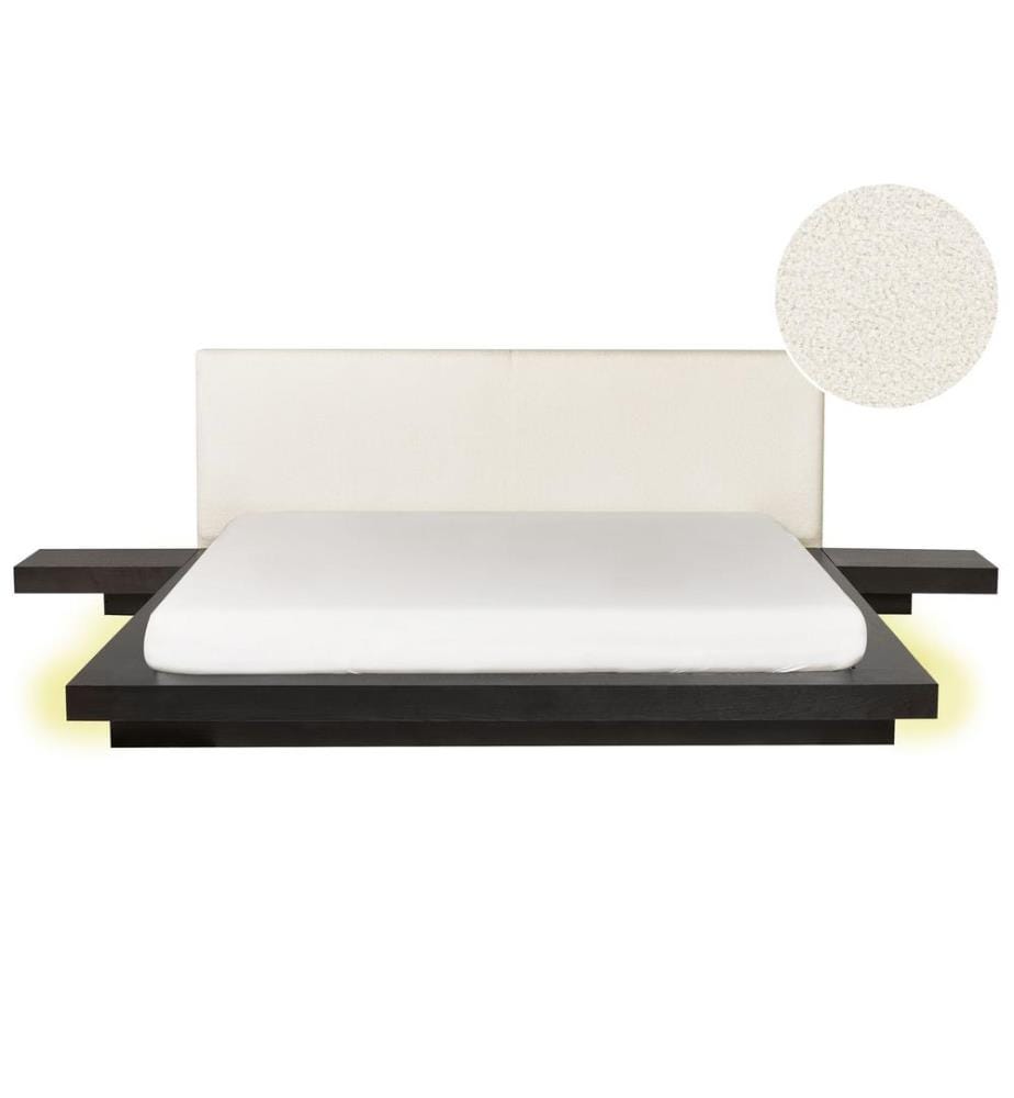 Lit avec LED Bouclé ZEN 180 x 200 cm LED Frêne foncé