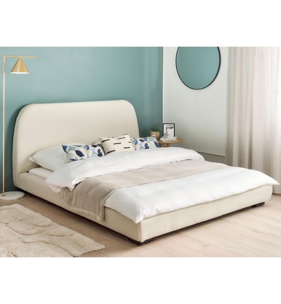 Lit avec sommier Tissu ROISEL 160 x 200 cm Beige clair