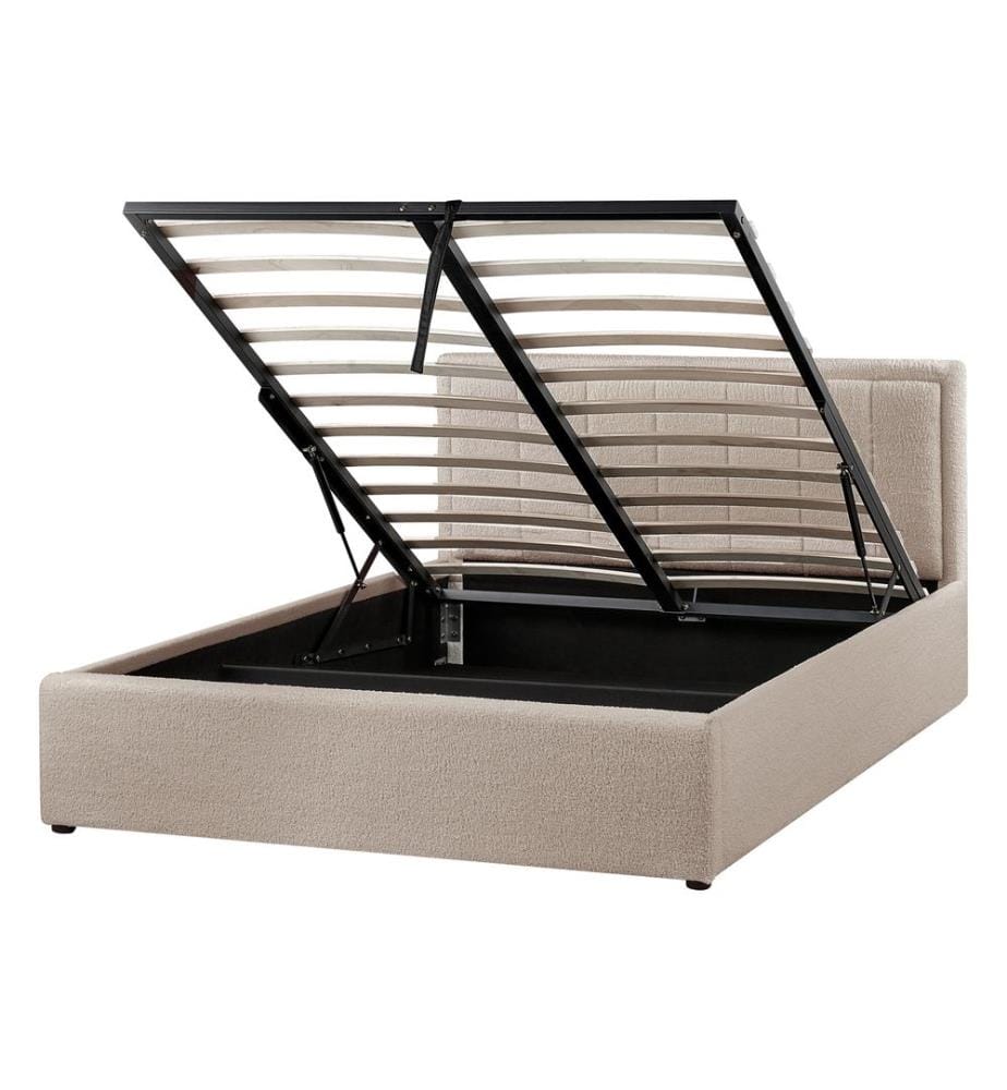 Lit ottoman Bouclé MONTLAUR 140 x 200 cm Taupe