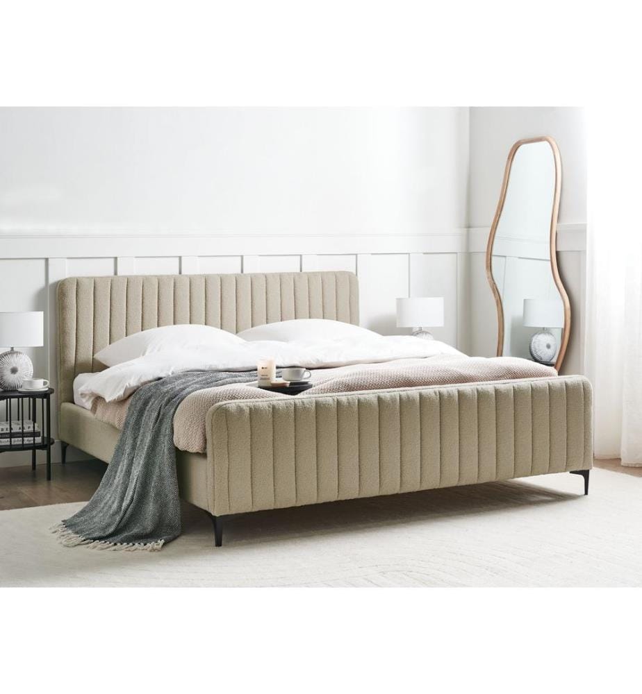 Lit avec sommier Bouclé LUNAN 180 x 200 cm Beige