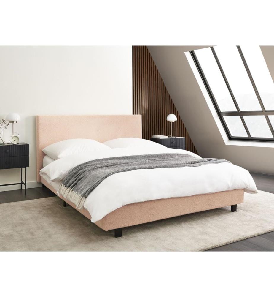 Lit avec sommier Bouclé ALBI 140 x 200 cm Beige