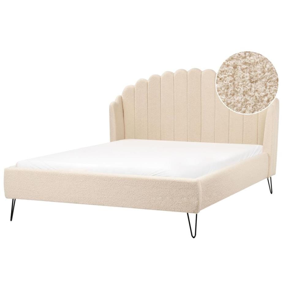 Lit avec sommier Bouclé AMBILLOU 160 x 200 cm Beige
