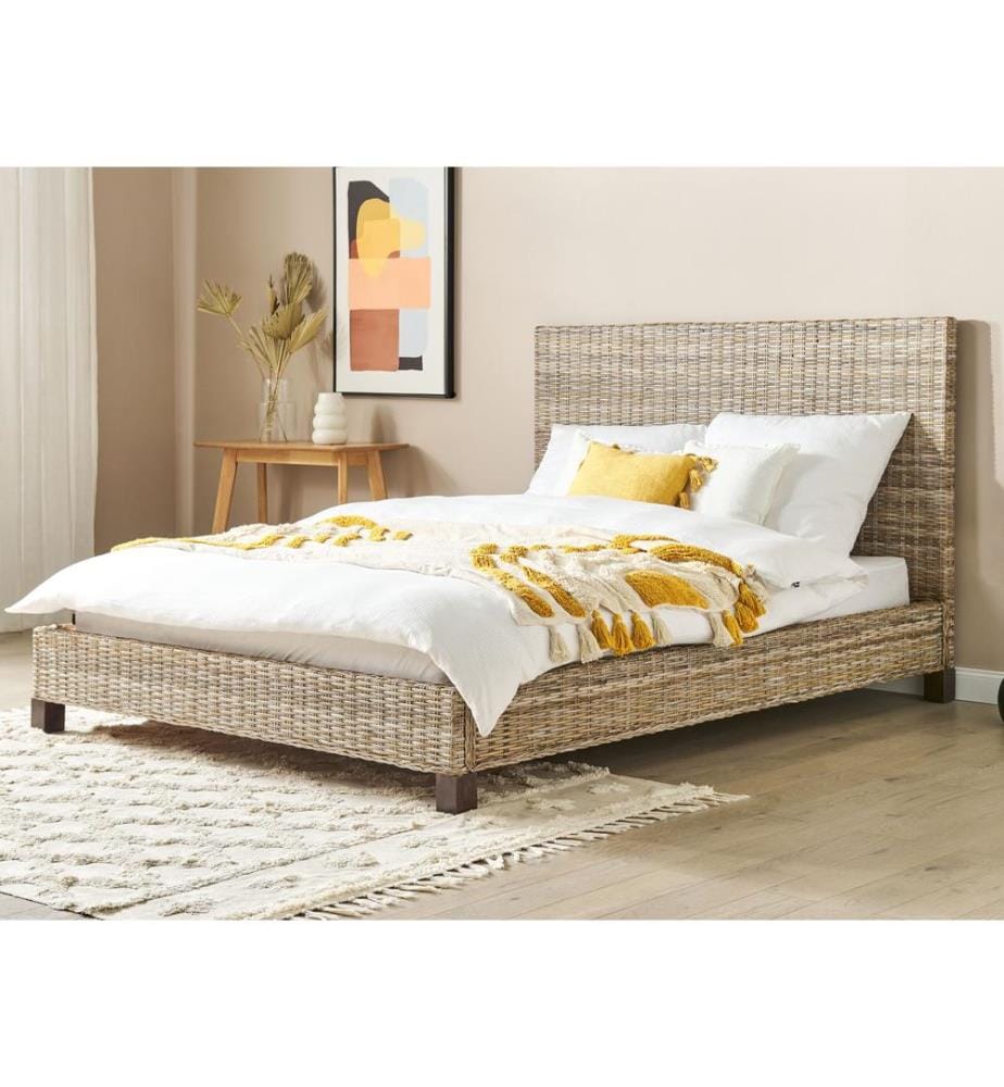 Lit avec sommier Rotin SALBRIS 160 x 200 cm Naturel