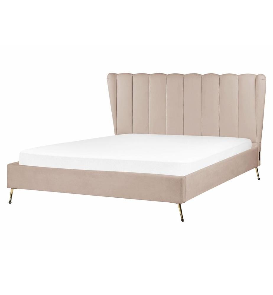 Lit avec sommier Velours MIRIBEL 160 x 200 cm Taupe