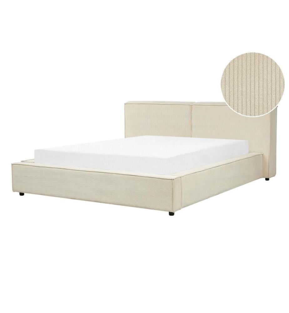 Lit avec sommier Velours côtelé LINARDS 160 x 200 cm Beige
