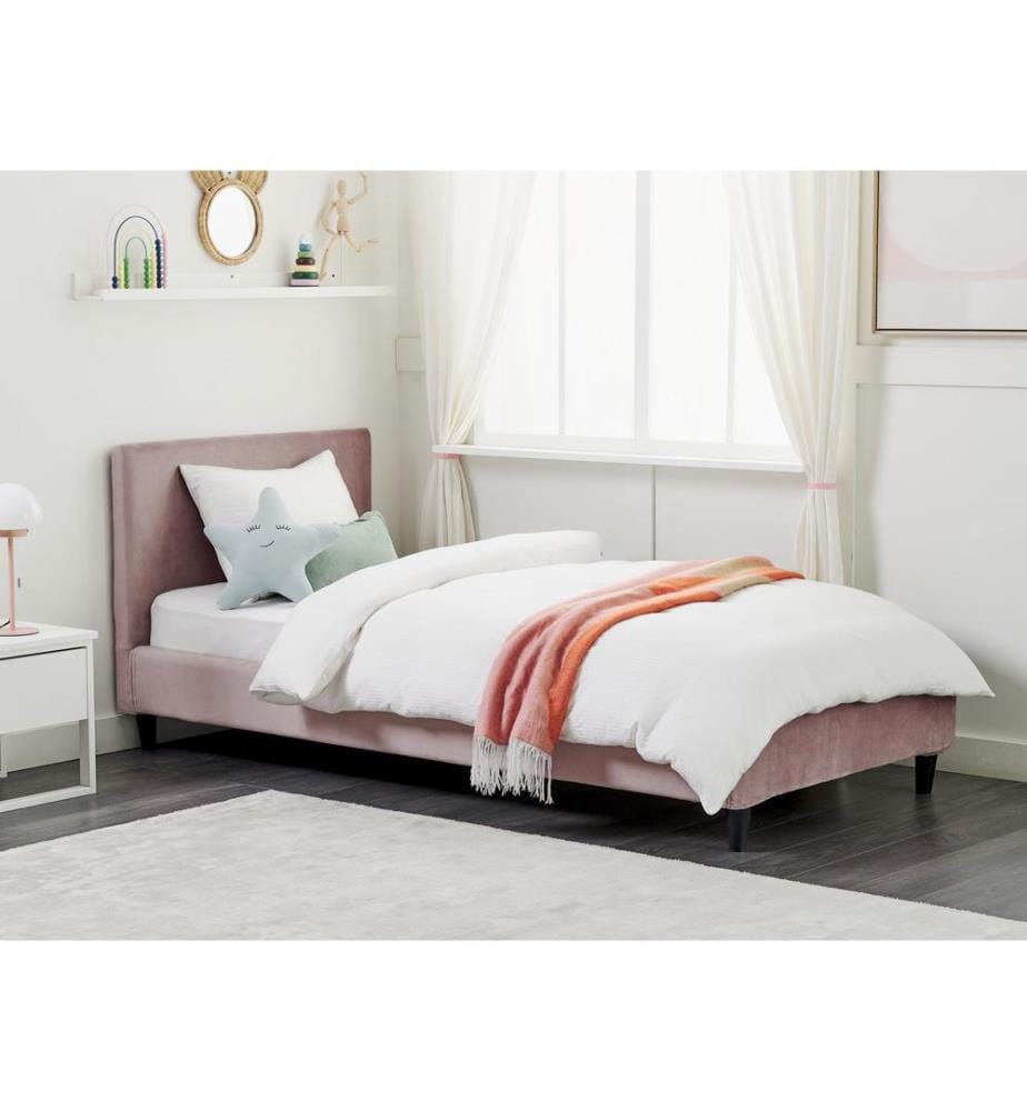 Lit avec sommier Velours FITOU 90 x 200 cm Rose