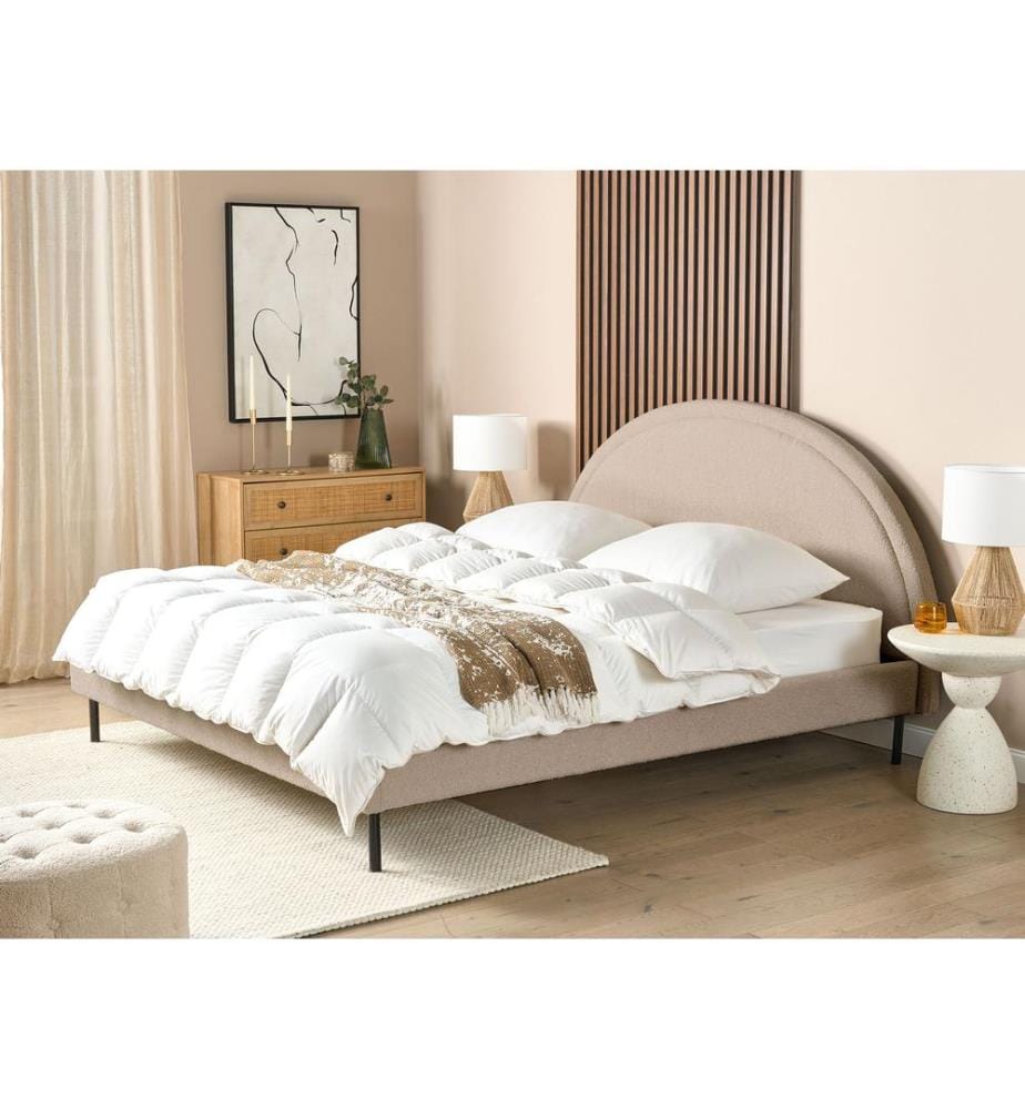 Lit avec sommier Bouclé MARGUT 180 x 200 cm Beige