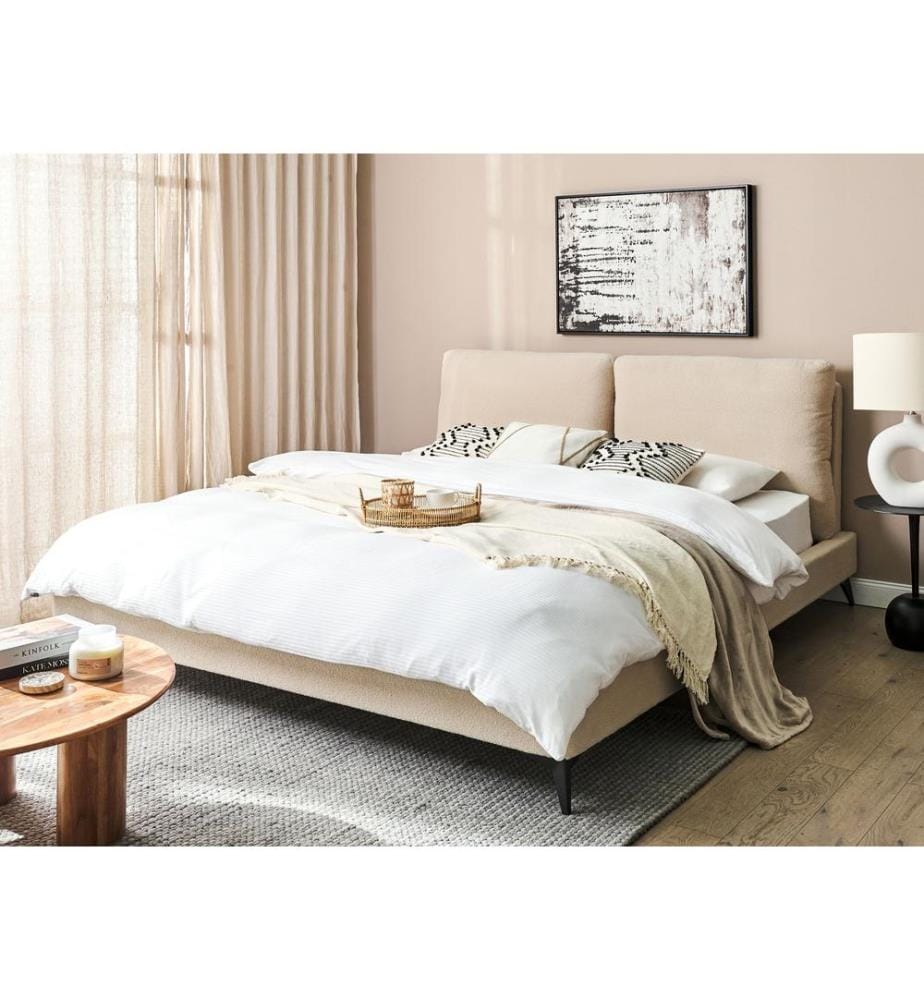 Lit avec sommier Bouclé MELLE 180 x 200 cm Beige