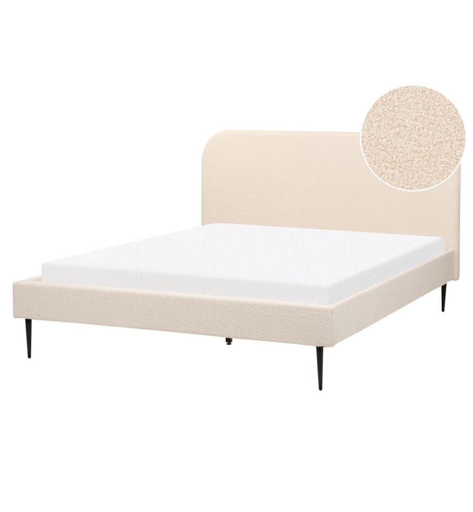 Lit avec sommier Bouclé FLAYAT 160 x 200 cm Beige clair
