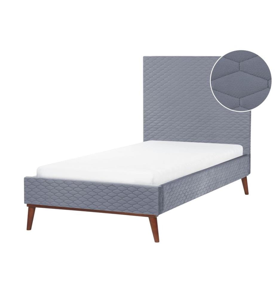 Lit avec sommier Velours BAYONNE 90 x 200 cm Gris