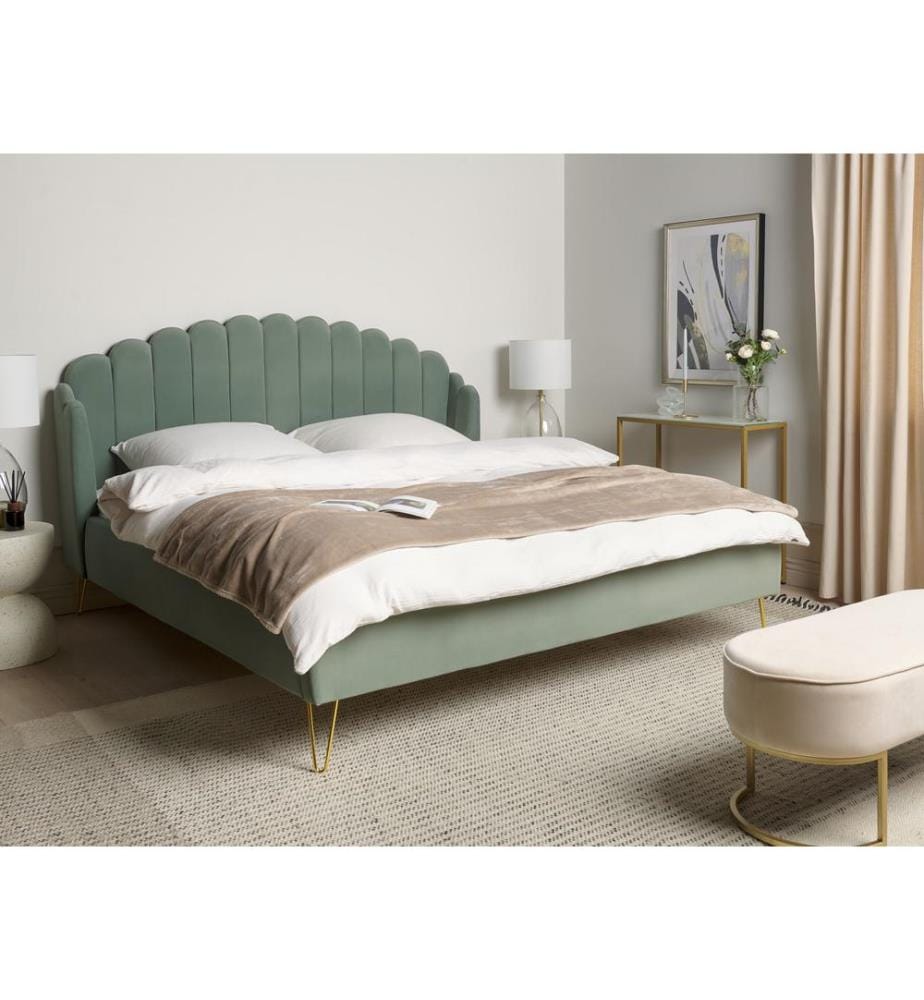 Lit avec sommier Velours AMBILLOU 180 x 200 cm Vert