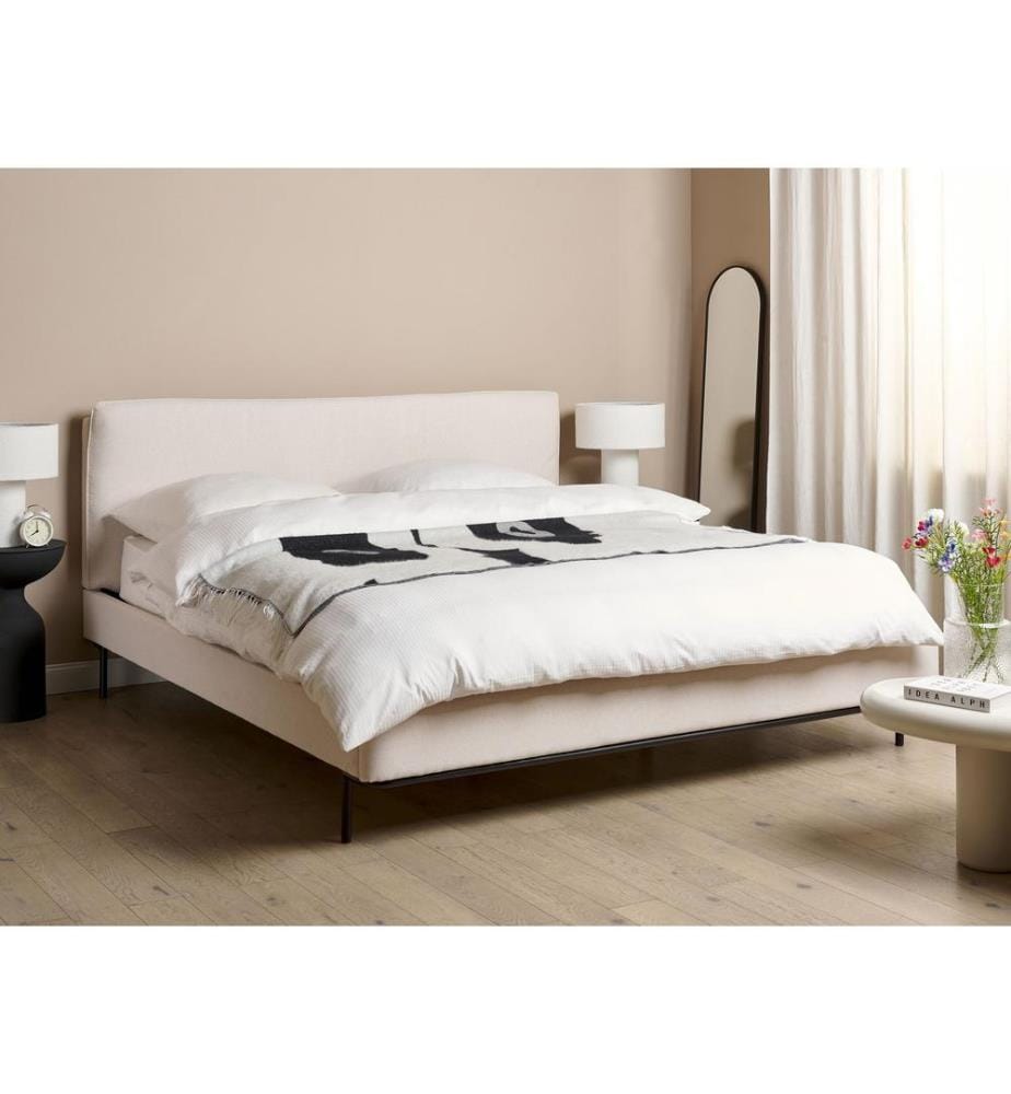 Lit avec sommier Tissu CORIO 180 x 200 cm Beige clair