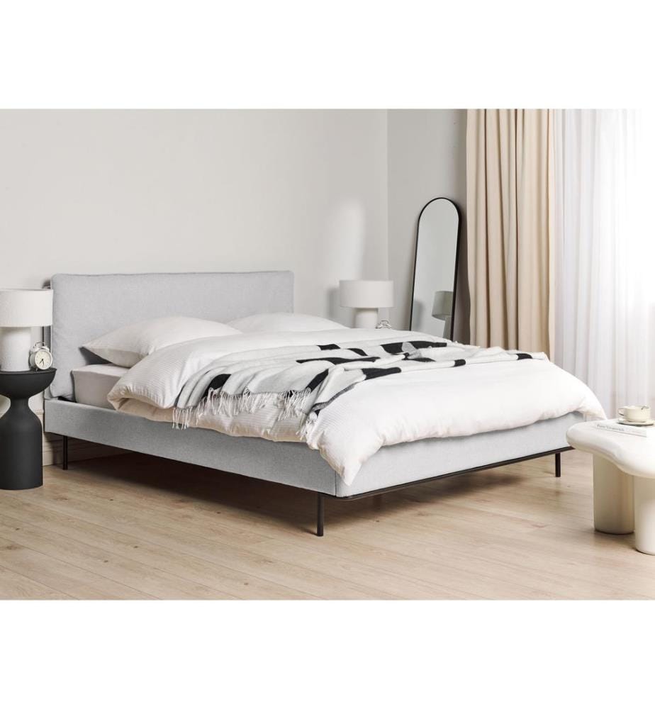 Bett mit Lattenrost Stoff CORIO 160 x 200 cm Hellgrau