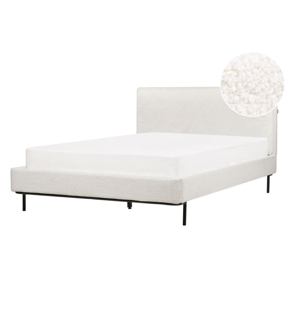 Bed Boucle CORIO 140 x 200 cm (EU Double) Off-White