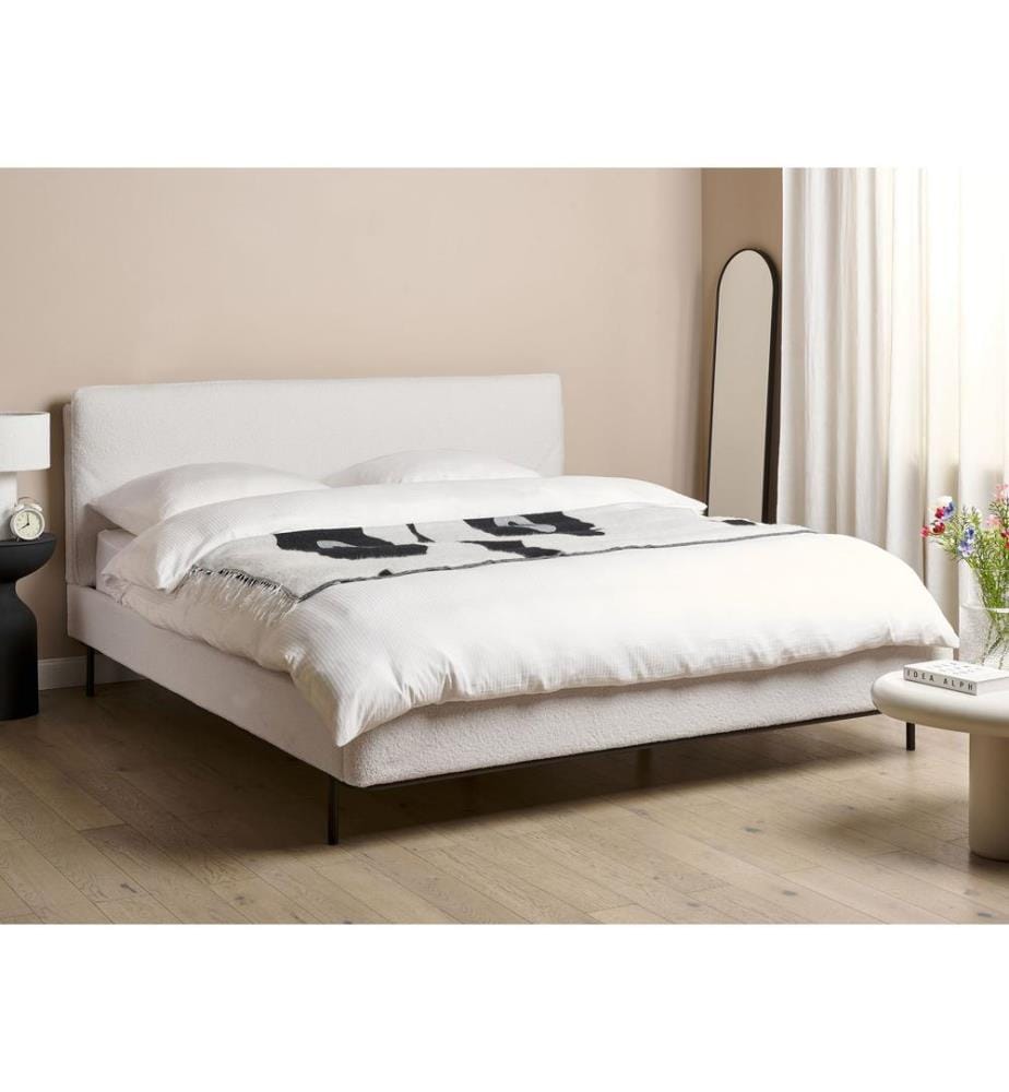 Letto Bouclé CORIO 180 x 200 cm Bianco sporco